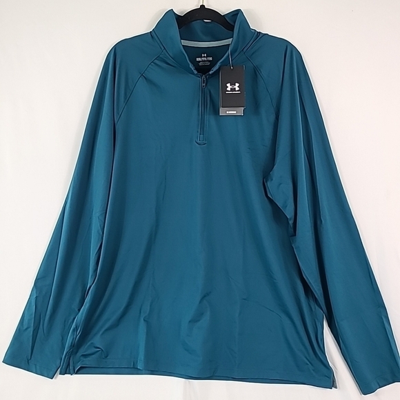 NEW Under Armour Men Lightweight Meridian Quarter Zip Pullover Green Sz 2XL $80 - Picture 1 of 7